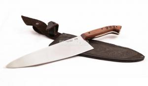 Нож Повар 1: сталь х12мф, рукоять цельнометаллическая, махагон