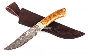 Нож Сокол: сталь Ламинатный дамаск; рукоять стабилизированная кар. береза