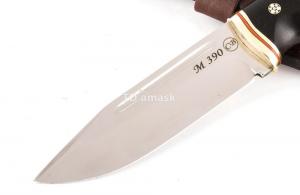 нож Сибиряк: сталь порошковая Bohler М390 рукоять карельская береза, черный граб