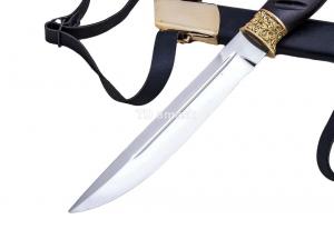 Казачий нож Пластунский: сталь Х12МФ; рукоять черный граб, литье