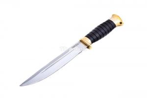 Казачий нож Пластунский: сталь Х12МФ; рукоять черный граб, литье, ножны