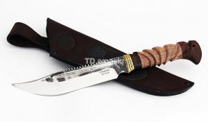 Нож Алтай: сталь х12мф, пила, дол; рукоять резная, орех-венге