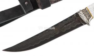 Нож Гусар: сталь Ламинированная; рукоять стабил. карельская береза, вставка акрил; ножны кар. береза, акрил