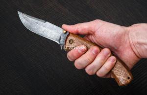 Складной нож Егерь малый: сталь Дамаск; рукоять сапеле