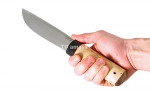 Якутский нож большой: сталь кованая Х12МФ, дол, рукоять кар. береза, граб