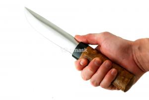 Якутский нож: сталь кованая Х12МФ рукоять кар. береза ножны дерево