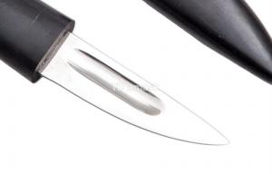 Вариация Якутского ножа "Клык малый": сталь кованая 95Х18 рукоять черный граб, ножны черный граб
