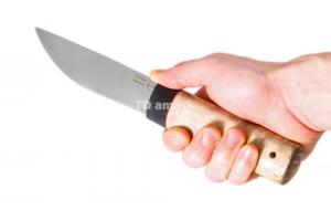 Якутский нож малый: сталь кованая Х12МФ, дол, рукоять кар. береза, граб