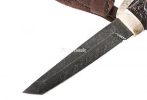 Нож "Ронин": сталь дамаск рукоять венге, ножны венге; резьба по дереву, Meinartas