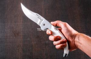 Складной нож Носорог: сталь кованая Х12МФ, рукоять американский камень (белый)