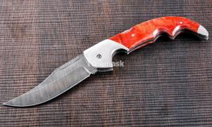 Складной нож Носорог: сталь кованая Дамаск, рукоять карельская береза №1