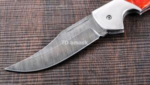 Складной нож Носорог: сталь кованая Дамаск, рукоять карельская береза №1
